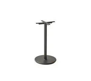Rundt, stabilt bordunderstel i minimalistisk design med slank støtte og topbeslag til bordplade.