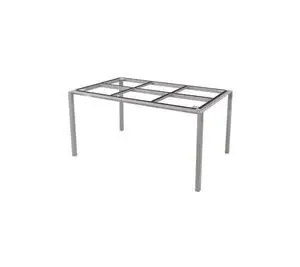 Minimalist bordstel i lys grå aluminium med fire lige ben, velegnet til udendørs brug.