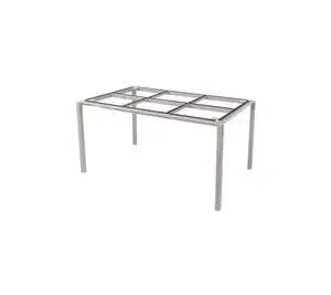 Rektangulært bordstel i taupe aluminium med fire lige ben og gitterlignende støtte på toppen.