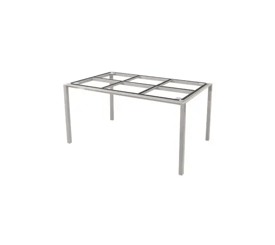Rektangulært bordstel i taupe aluminium med fire lige ben og gitterlignende støtte på toppen.
