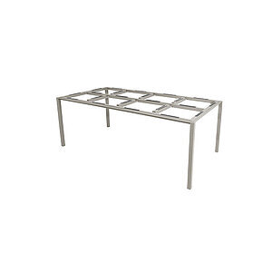 Rektangulært spisebordunderstel i aluminium med mønstret top til støtte og lige ben i hvert hjørne.