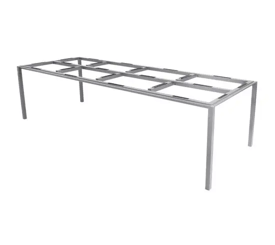 Rektangulært spisebordunderstel i lys grå, minimalistisk design med lige linjer og ben.