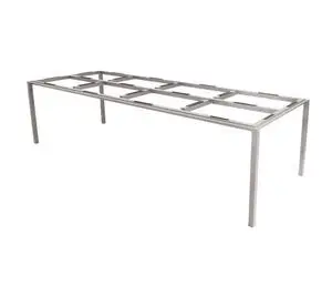 Rektangulær, minimalistisk bordramme i taupe, med gitterstruktur på toppen og fire lige ben i aluminium.