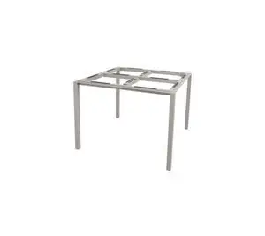 Minimalistisk kvadratisk bordstel med rene linjer og lige ben i taupefarvet aluminium.