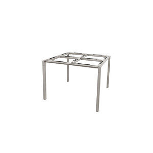 Minimalistisk kvadratisk bordstel med rene linjer og lige ben i taupefarvet aluminium.