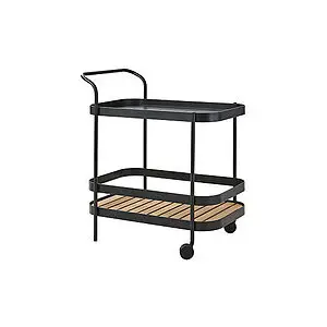 Cane Line - Roll - Barvogn med teak bordplade - Sort