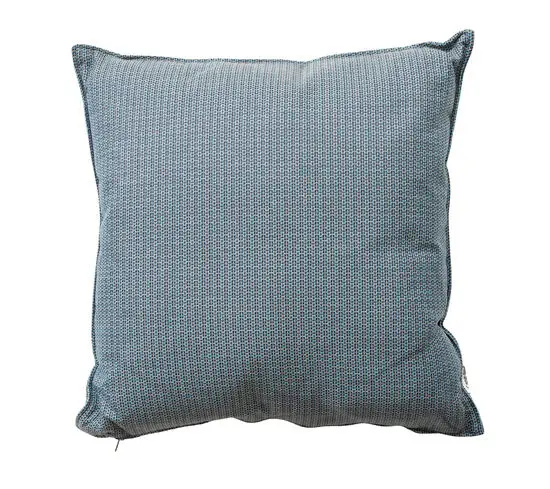 Turkis pude 50x50 cm med subtilt mønster og synlig lynlås, let polstret udseende.