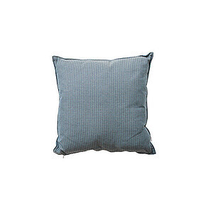 Turkis pude 50x50 cm med subtilt mønster og synlig lynlås, let polstret udseende.