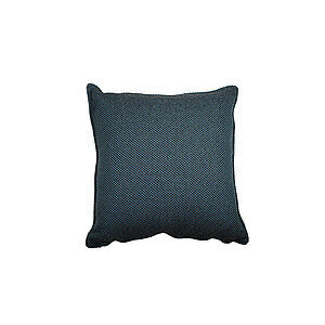 Mørkeblå, kvadratisk pyntepude med struktureret overflade, uden mønstre eller udsmykninger.