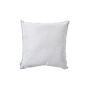 Kvadratisk pude i hvidgrå med vævet tekstur, rundede hjørner og skjult lynlås.