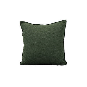 Mørkegrøn, kvadratisk pyntepude med tekstureret overflade, måler 60x60x12 cm.
