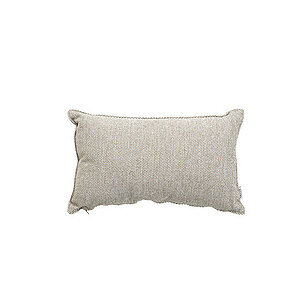 Rektangulær pyntepude i lys brun med vævet tekstur.