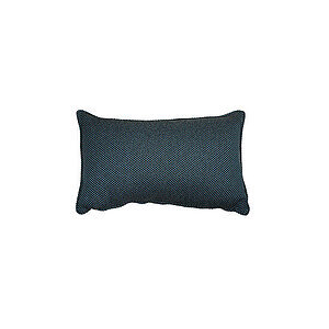 Rektangulær, mørkeblå pyntepude med tekstureret stof, plump og stilfuld til indretning.