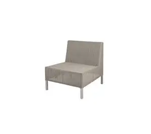 Enkeltmodul med vævet tekstur, slanke metalben og ensartet taupe farve.