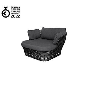 Cane-Line - Basket loungestol Inkl. grey AirTouch hyndesæt Graphite, braid Weave