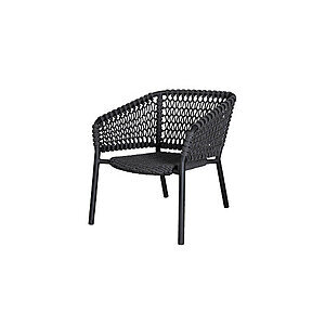 Cane-Line Ocean loungestol i mørkegrå med flettet sæde og ryg, aluminiumsramme, uden hynder.