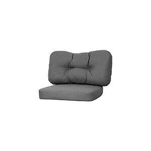 Gråt hyndesæt med en tuftet ryghynde og en glat sædehynde til loungestol.