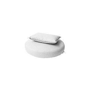 Hvidt hyndesæt til solstol med en rund og en rektangulær pude.