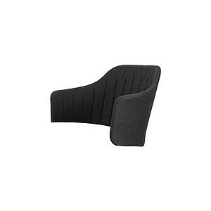 Sort, polstret rygbetræk med kurvet form og lodrette stikninger, designet til udendørs brug.