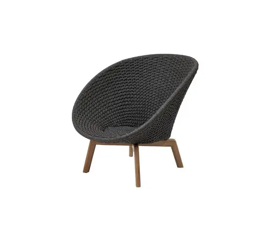 Cane-Line - Peacock loungestol m/teak ben  Dark grey, Cane-line Soft Rope