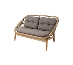 Cane-Line - Strington 2-pers. sofa m/teak understel Inkl. taupe AirTouch hyndesæt - Natural - Weave