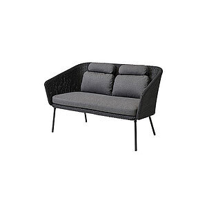 Udendørs bænk med grafitflet, grå hynder og lige ben. Elegant design til komfortabel siddeplads.