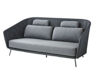 Cane-Line - Mega 2-pers. sofa Inkl. grey Cane-line SoftTouch hyndesæt Graphite, Cane-line Weave ramme