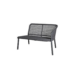 Moderne 2-pers. sofa i mørkegrå med stærk aluminiumsramme og blødt reb-design.