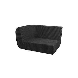 Sort, moderne 2-pers. sofa med højre armlæn og vævet tekstur, ideel til modulopstillinger.