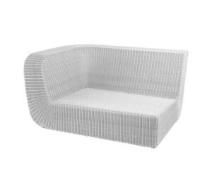 Cane-Line Savannah, 2-pers. sofa, højre modul i hvidgrå, vævet design, buet form, høj ryg.