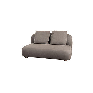 Taupe 2-personers sofa med moderne design og ryghynder, afrundede sæder og usynlige ben.