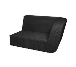 Sort, moderne 2-pers. sofa med rund ryglæn og flettet mønster fra Cane-Line Savannah serien.