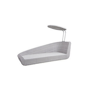 Moderne daybed med højre ryglæn, parasol og lys fletdesign.