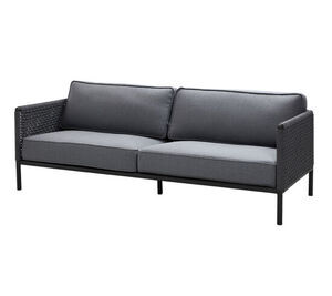 Cane-Line - Encore 3-pers. sofa Inkl. grey Cane-line AirTouch hyndesæt Dark grey, Cane-line Soft Rope/Lava grey ramme