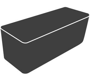 Sort, rektangulær beskyttelsescover med afrundede hjørner og minimalistisk design.