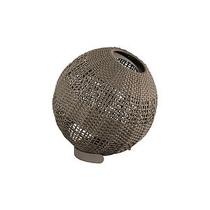Rund lampe i taupe med flettet design og åben top, lavet af Cane-line Soft Rope.