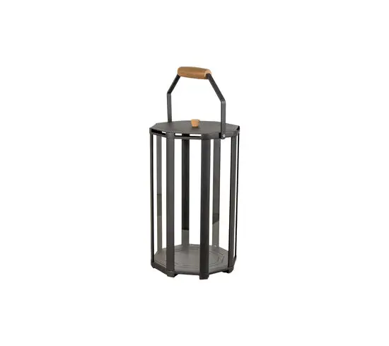Cane-Line - Lightlux lanterne m/teak hank lille  Lava grey, aluminium