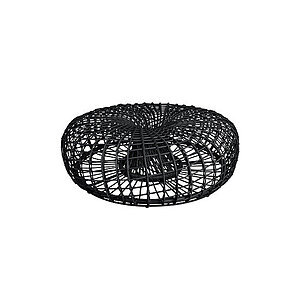 Rundt møbel med åbent fletdesign og cirkulært mønster, stor størrelse.