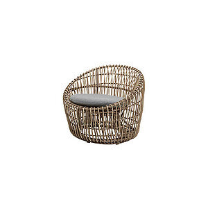 Cane-Line - Nest Round stol OUTDOOR Inkl. light grey Cane-line Airtouch hynde Natural, Cane-line Weave