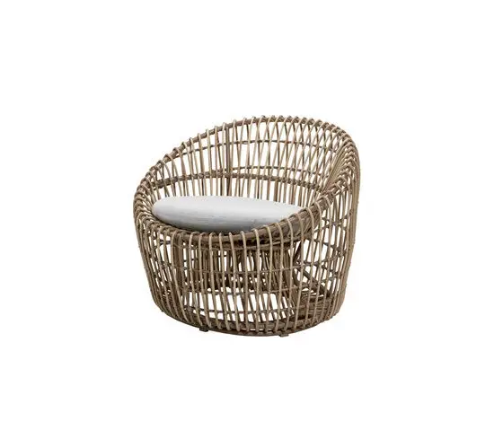 Cane-Line - Nest Round stol OUTDOOR Inkl. light grey Cane-line Natté hynde Natural, Cane-line Weave