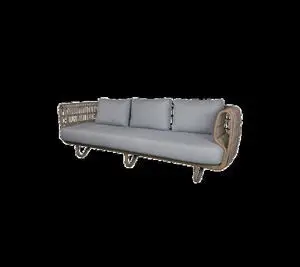 Cane-Line - Nest 3-pers. sofa OUTDOOR Inkl. light grey Cane-line Airtouch hyndesæt Natural, Cane-line Weave