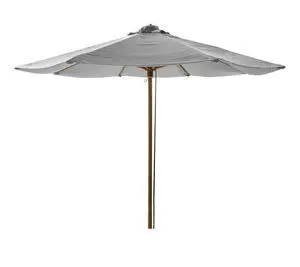 Cane-Line - Classic parasol m/snoretræk, dia. 3 m Light grey dug Teak pole