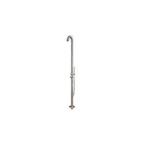 Udendørs bruser i minimalistisk design af rustfrit stål, rør dia. 6 cm, højde 229 cm, vejer 16,4 kg.