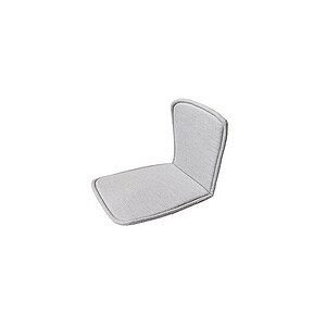Lysegrå pude med ergonomisk design, skræddersyet til stolens sæde og ryglæn. Minimalistisk stil.