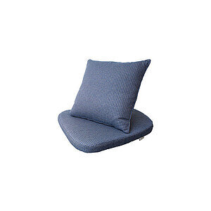 Blåt hyndesæt med sæde- og ryghynde i stof, velegnet til Cane-Line Moments stol.