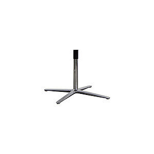 Poleret aluminiumsstolbase med fire ben og en central søjle til sædemontering.