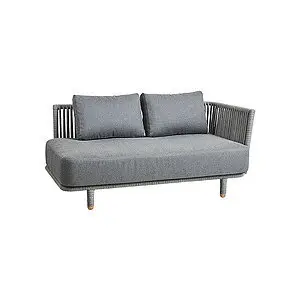 Cane-Line - Moments 2-pers. sofa venstre modul Inkl. grey Cane-line AirTouch hyndesæt Grey, Cane-line Soft Rope