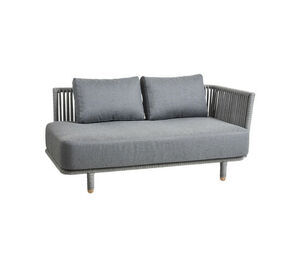 Cane-Line - Moments 2-pers. sofa venstre modul Inkl. grey Cane-line AirTouch hyndesæt Grey, Cane-line Soft Rope ramme