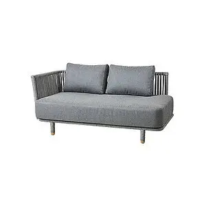 Cane-Line - Moments 2-pers. sofa højre modul Inkl. grey Cane-line AirTouch hyndesæt Grey, Cane-line Soft Rope