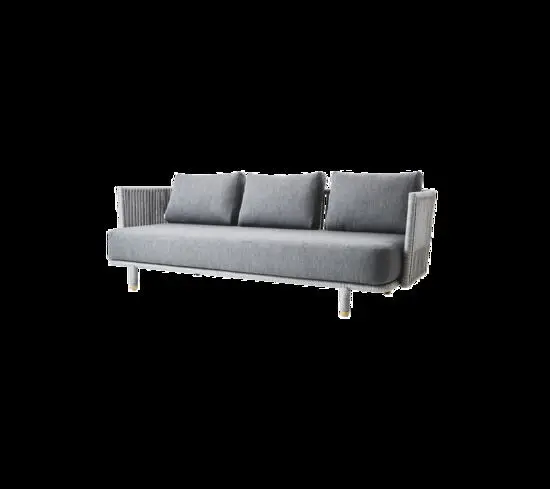 Cane-Line - Moments 3-pers. sofa Inkl. grey Cane-line AirTouch hyndesæt Grey, Cane-line Soft Rope
